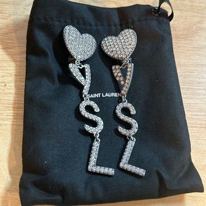 saint laurent opyum crystal heart earrings